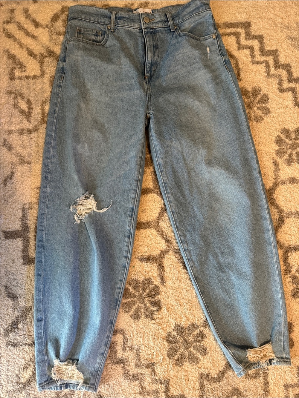 LOFT Light Blue Boyfriend Jeans with Distressed Knees
